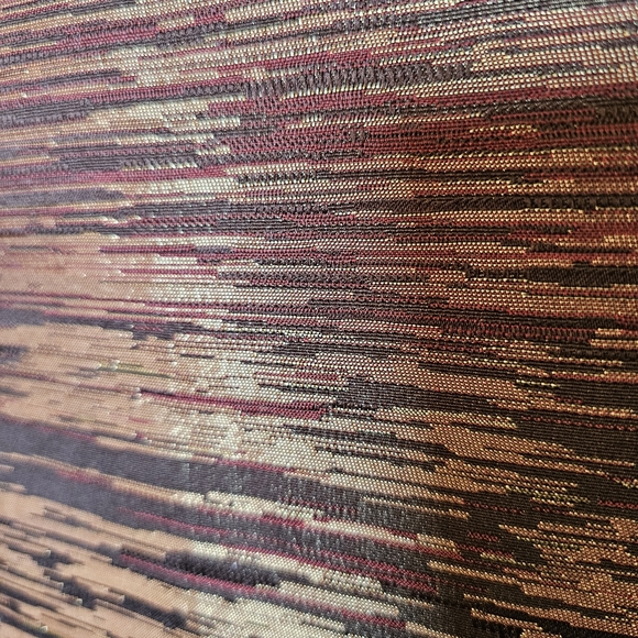 Two panels burgundy gold tafetta 8 bronze grommet drapes 52x91.5 inches. - Picture 5 of 7